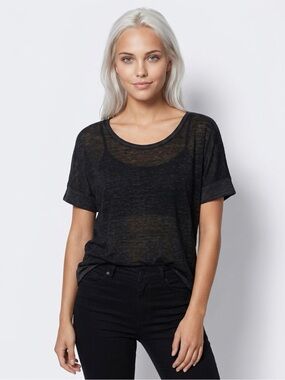 Athleta Sugar Rush Tee Charcoal Gray Burnout Top Large